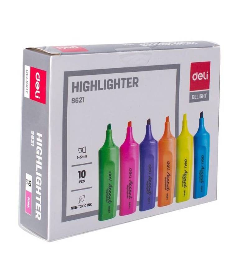 10 Lot de surligneurs "Deli" aux couleurs vives – Idéal pour l’étude et le bureau